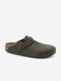 Birkenstock Boston Suede Leather Green Slides
