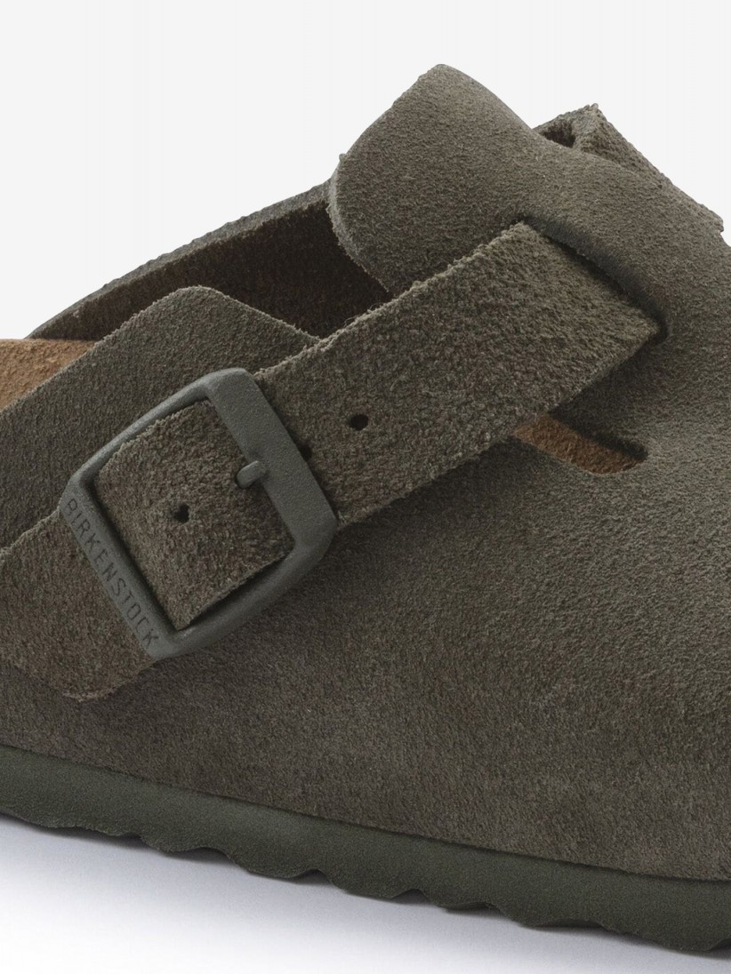 Birkenstock Boston Suede Leather Green Slides