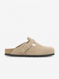 Birkenstock Boston Suede Leather Beige Slides