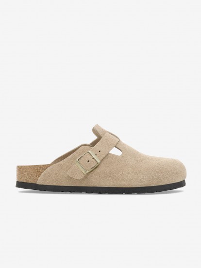 Chinelos Birkenstock Boston Couro em Camura Bege