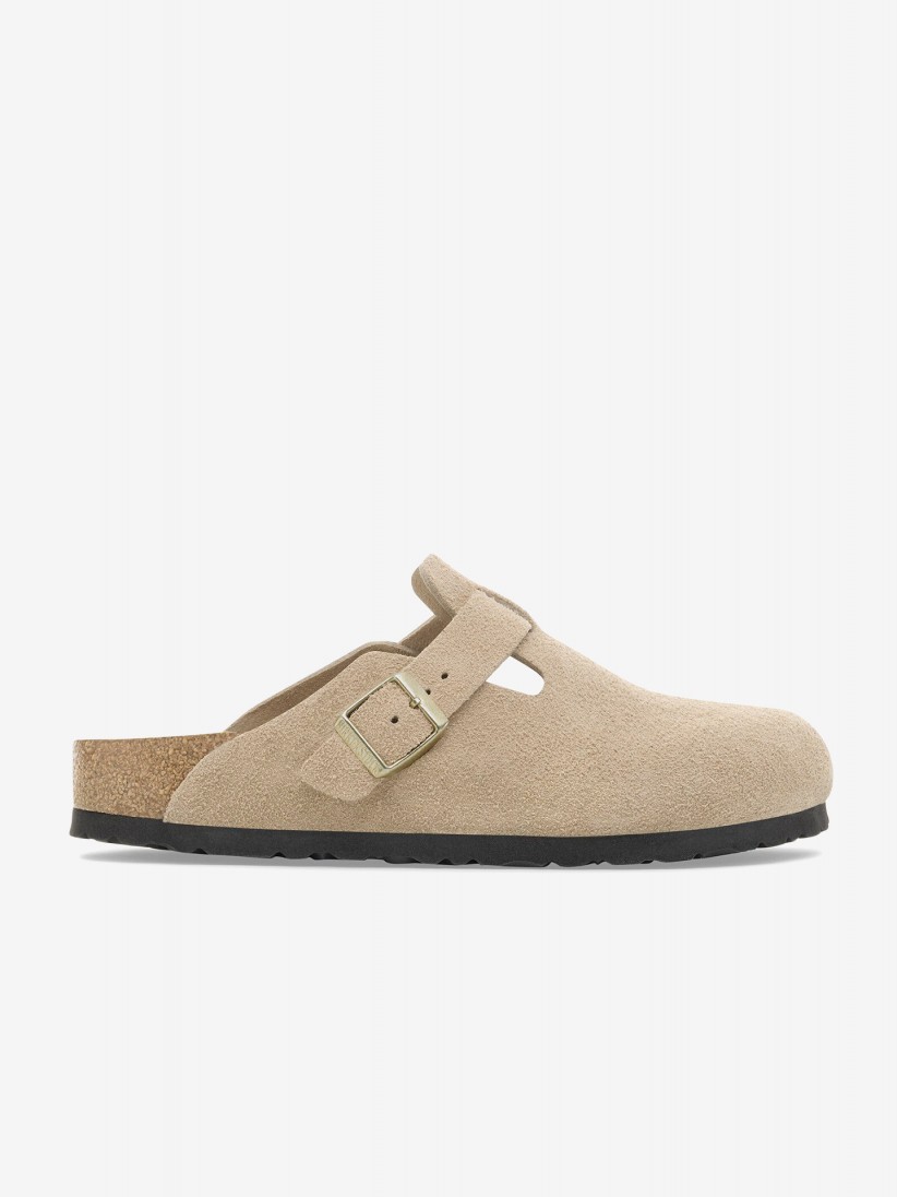 Birkenstock Boston Suede Leather Beige Slides