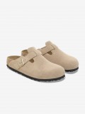 Birkenstock Boston Suede Leather Beige Slides