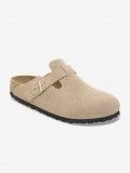 Birkenstock Boston Suede Leather Beige Slides