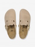 Birkenstock Boston Suede Leather Beige Slides Birkenstock Boston Suede Leather Beige Slides