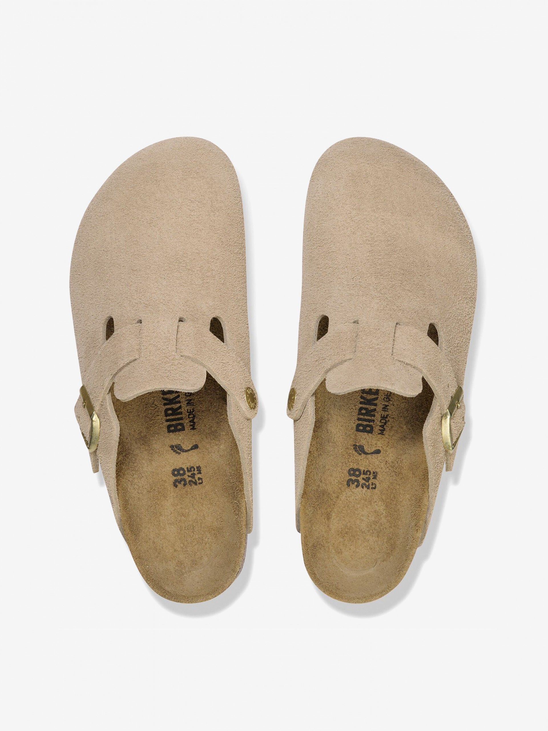 Chinelos Birkenstock Boston Couro em Camurça Bege