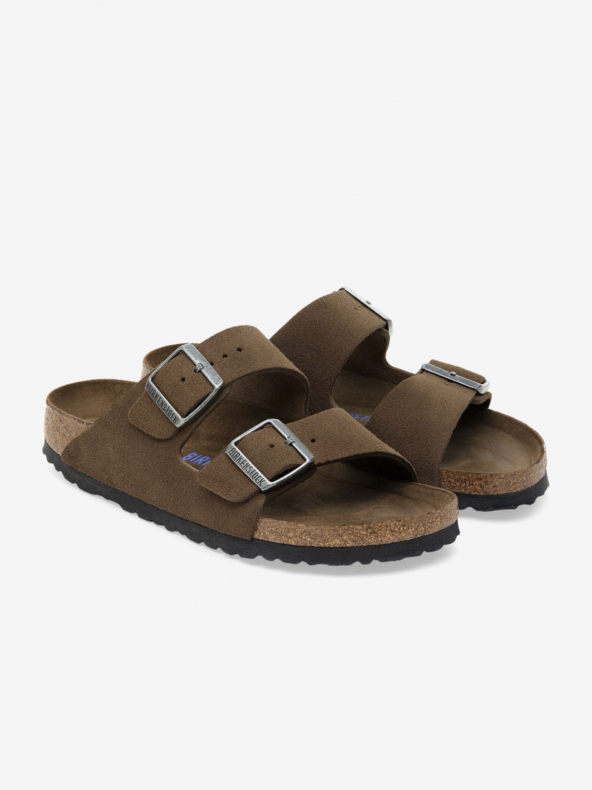 Chinelos Birkenstock Arizona Soft Footbed Couro em Camurça Castanhos
