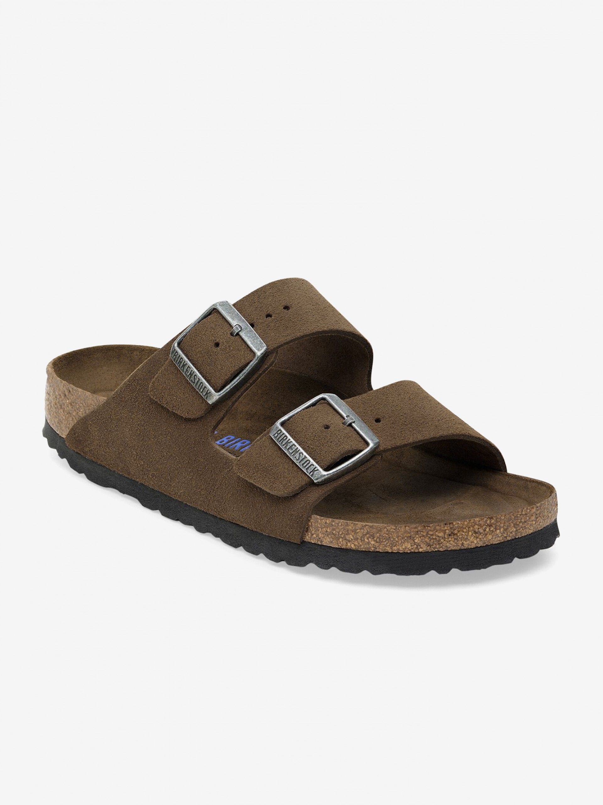 Chinelos Birkenstock Arizona Soft Footbed Couro em Camurça Castanhos
