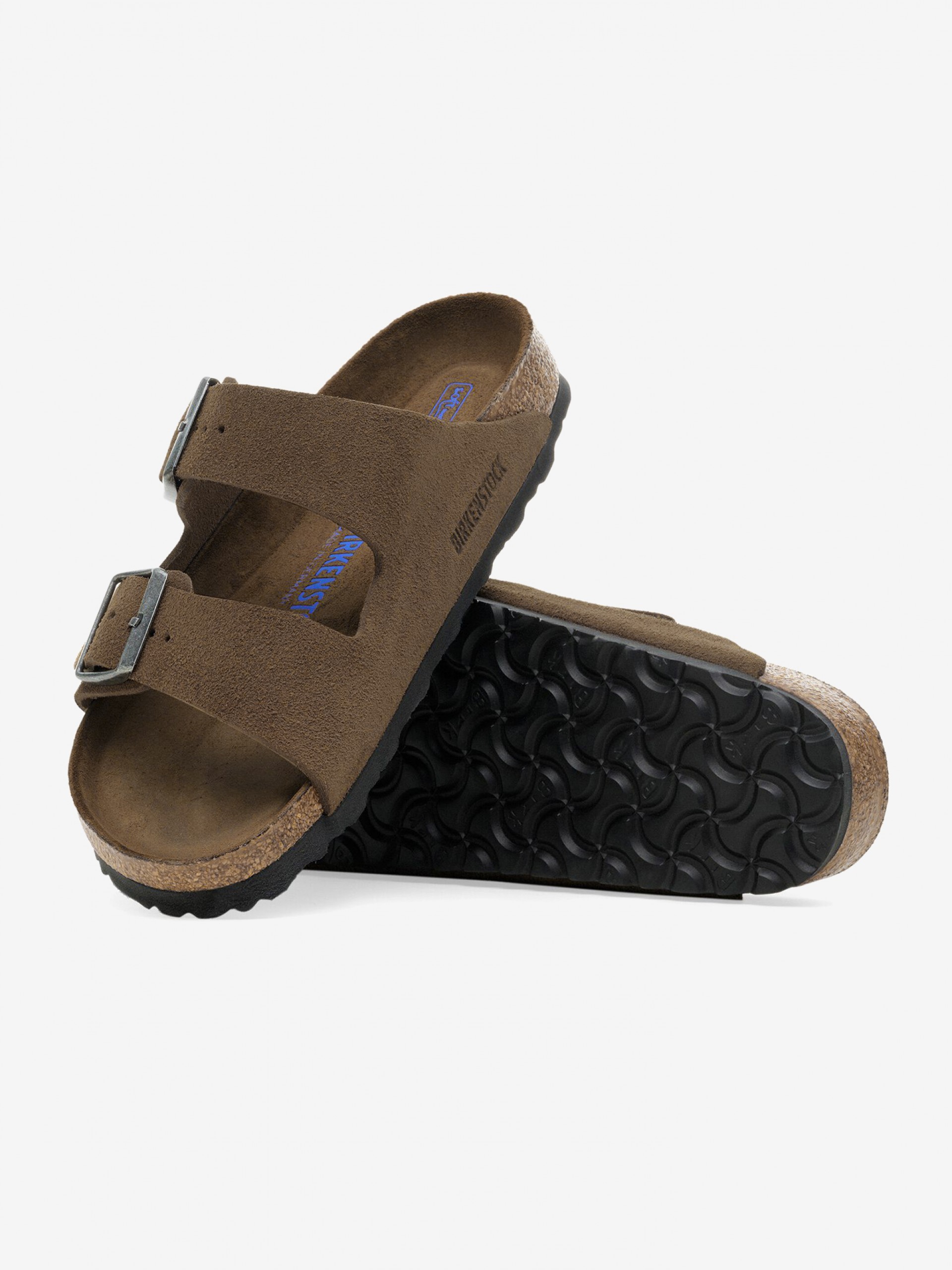 Chinelos Birkenstock Arizona Soft Footbed Couro em Camurça Castanhos