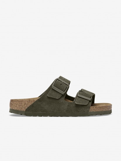 Chinelos Birkenstock Arizona Couro em Camura Verdes