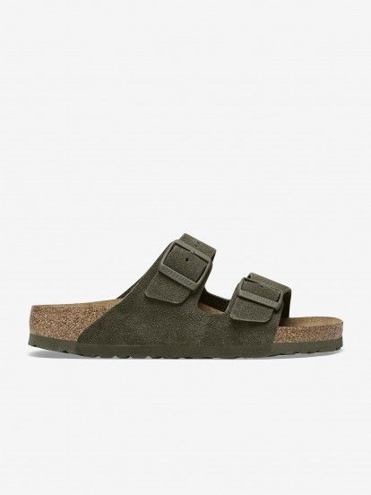 Birkenstock Arizona Suede Leather Green Slides