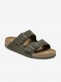 Birkenstock Arizona Suede Leather Green Slides