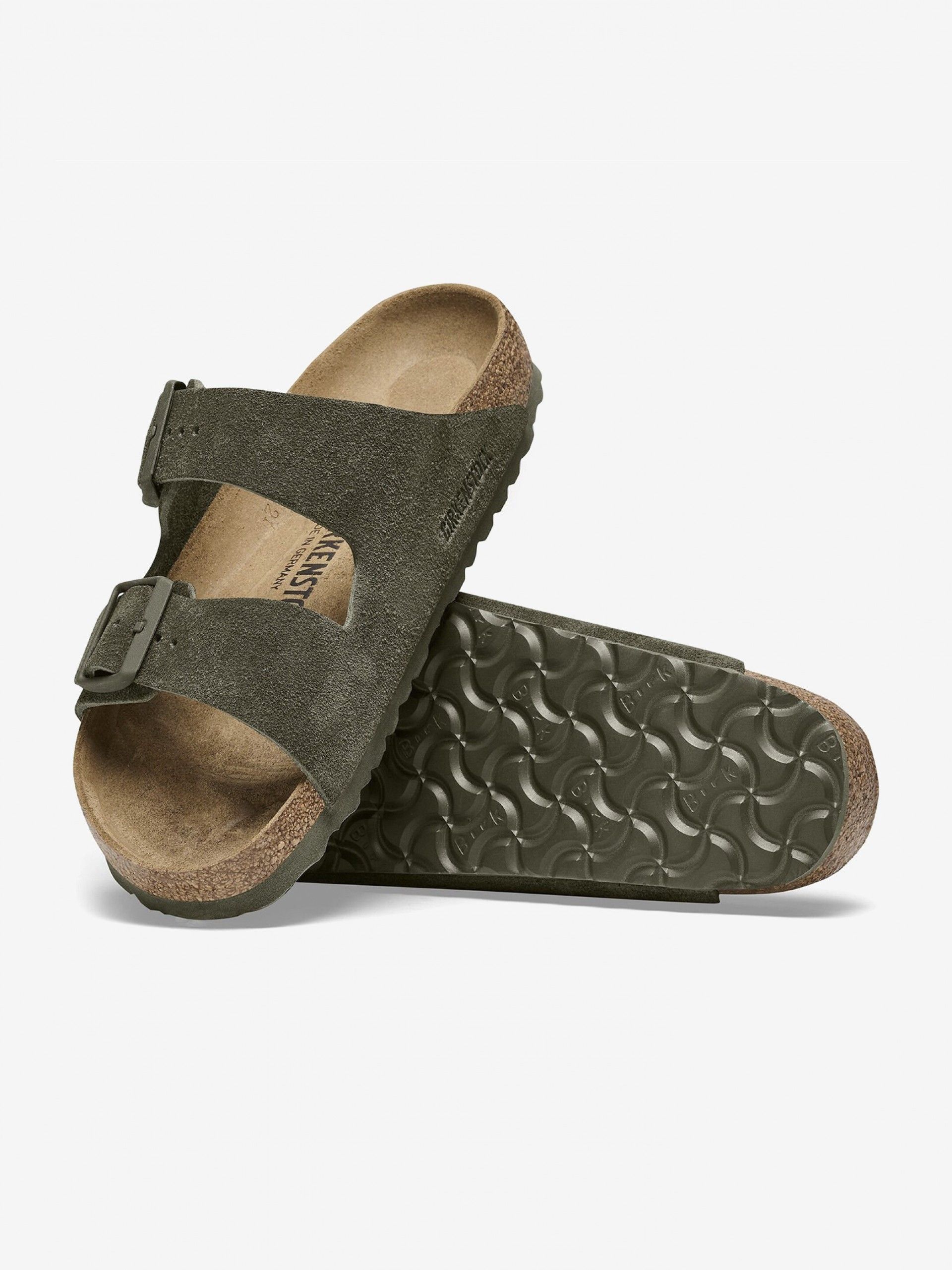 Chinelos Birkenstock Arizona Couro em Camurça Verdes