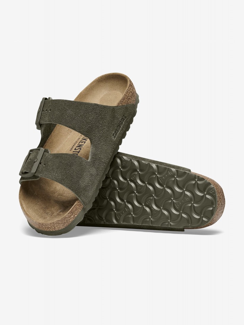 Birkenstock Arizona Suede Leather Green Slides
