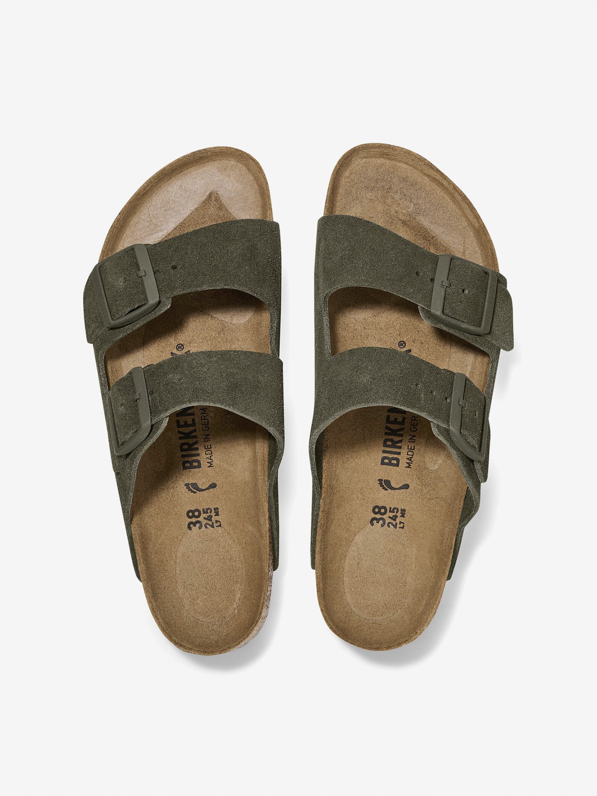 Chinelos Birkenstock Arizona Couro em Camurça Verdes