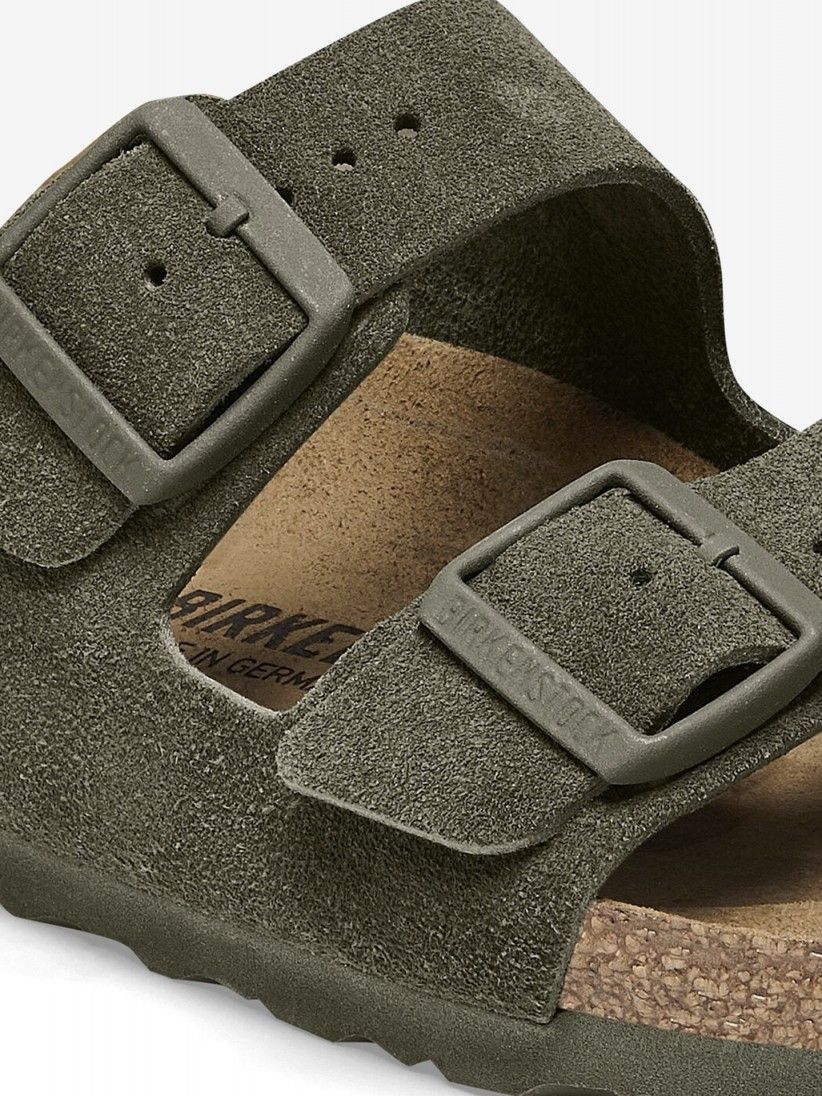 Birkenstock Arizona Suede Leather Green Slides