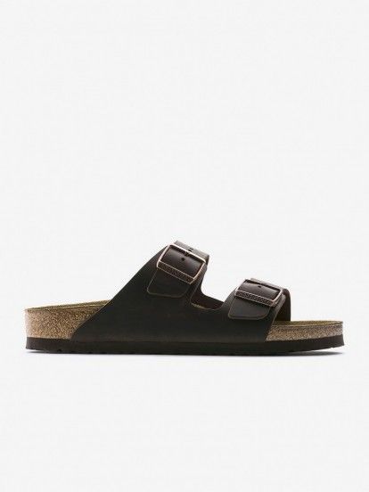 Birkenstock Arizona Oiled Leather Brown Slides