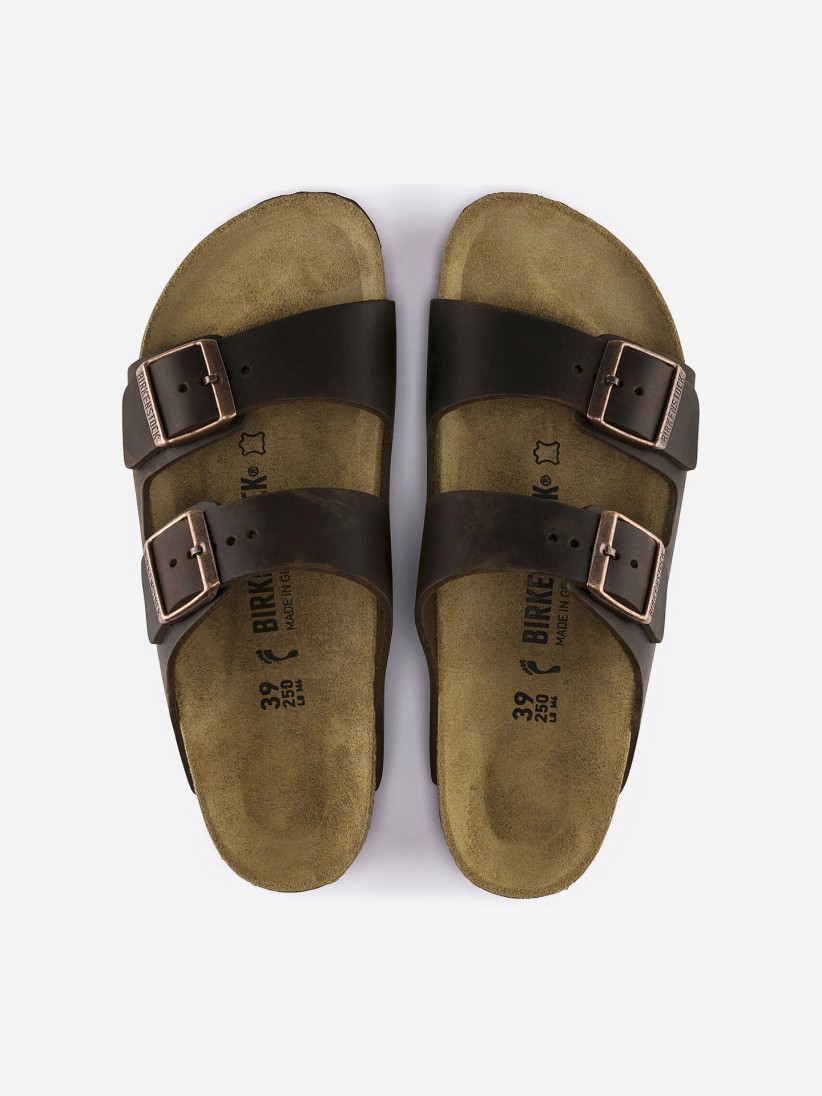 Birkenstock Arizona Oiled Leather Brown Slides