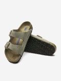 Chinelos Birkenstock Arizona Soft Footbed Couro em Camura Cinzentos