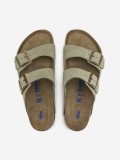 Chinelos Birkenstock Arizona Soft Footbed Couro em Camura Cinzentos