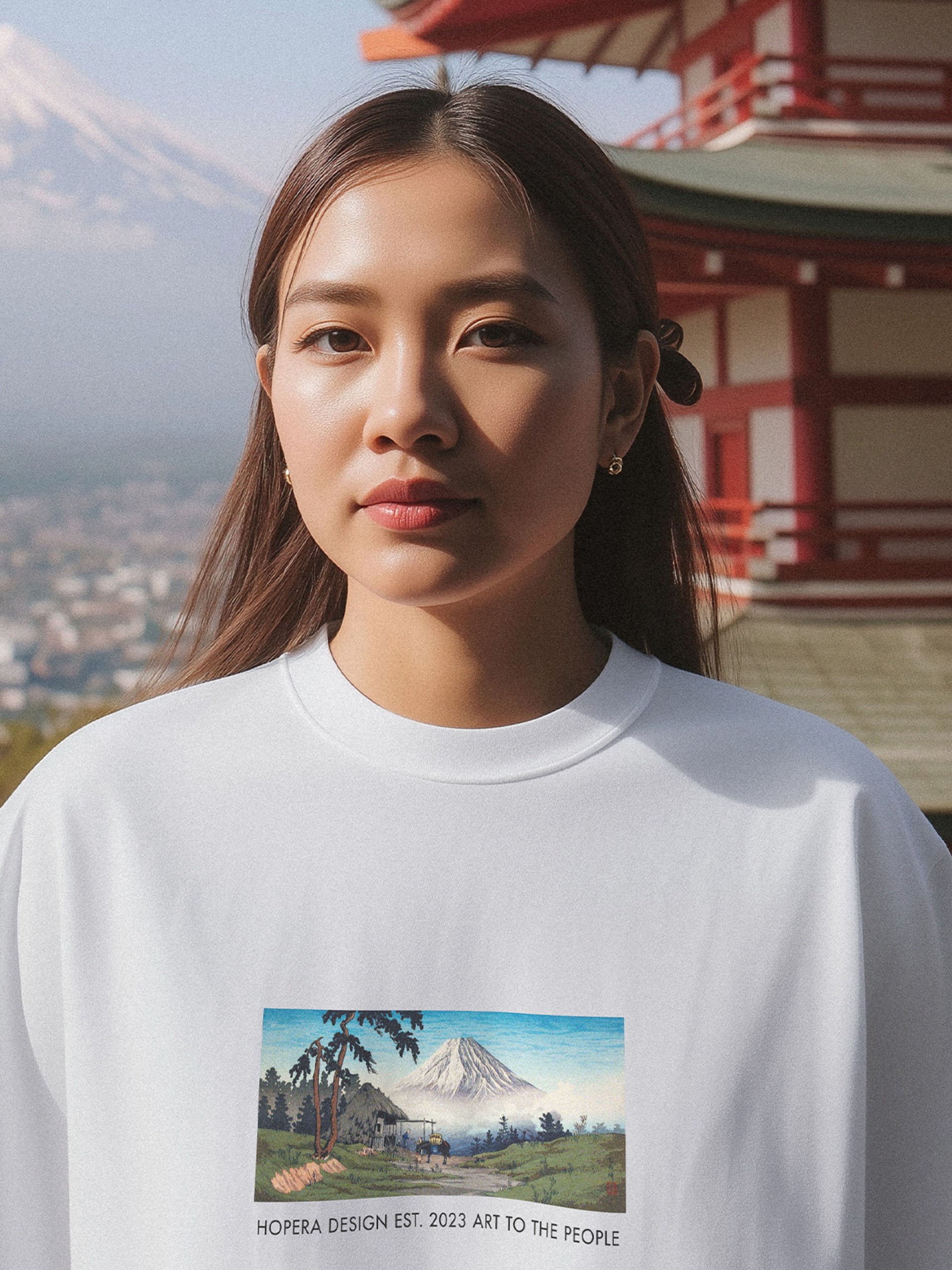 T-shirt Hopera Design Japan 25 Branca