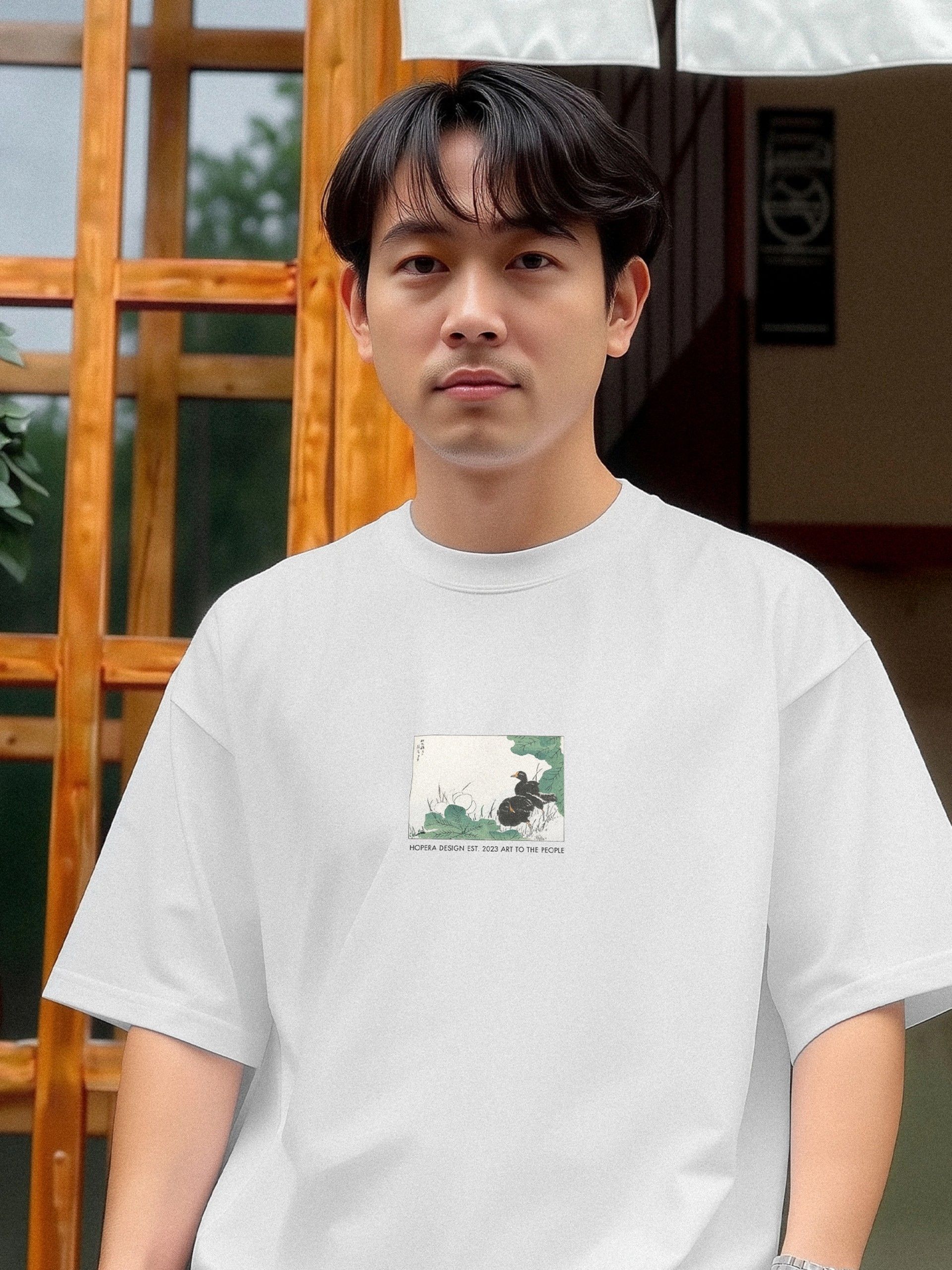 Camiseta Hopera Japan Coot and Lotus Blanca