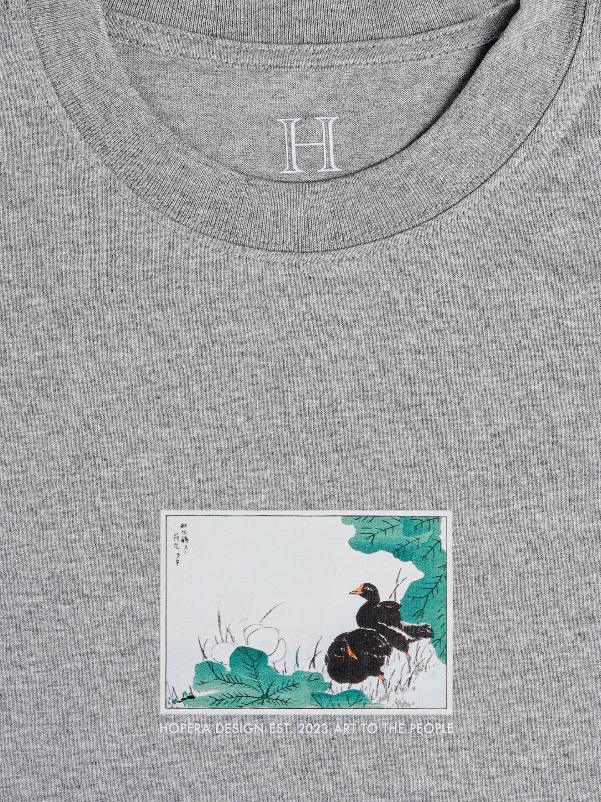 Hopera Japan Coot and Lotus Grey T-shirt