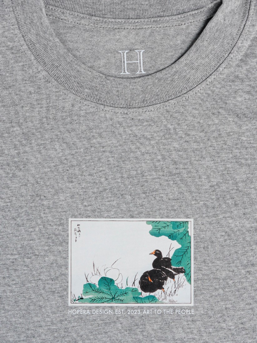 T-shirt Hopera Japan Coot and Lotus Cinzenta