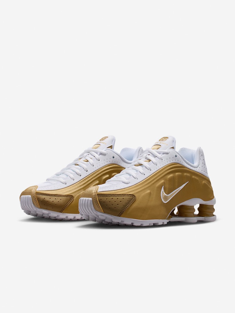 Sapatilhas Nike Shox R4 Douradas e Brancas Jnior