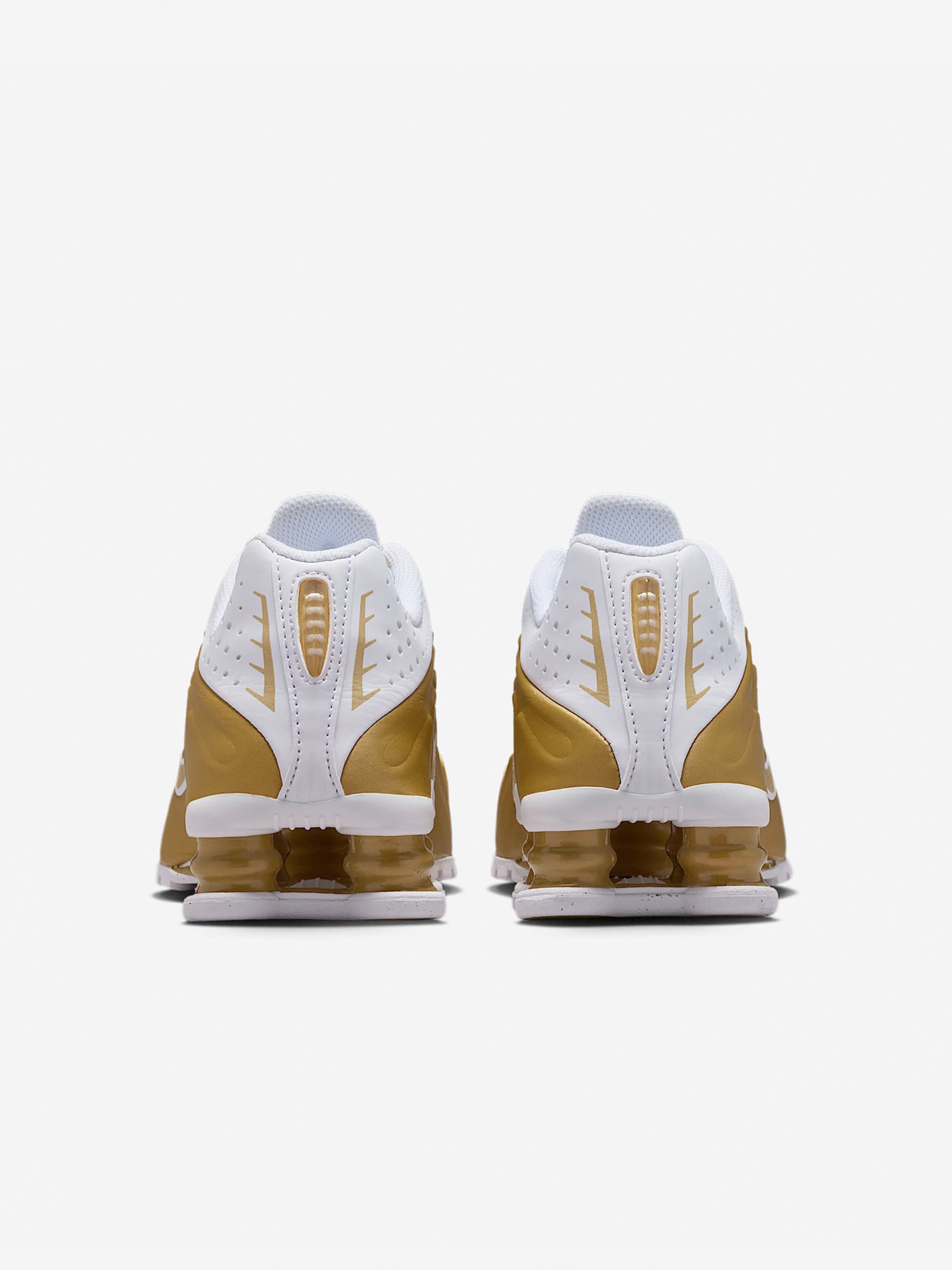 Sapatilhas Nike Shox R4 Douradas e Brancas Júnior