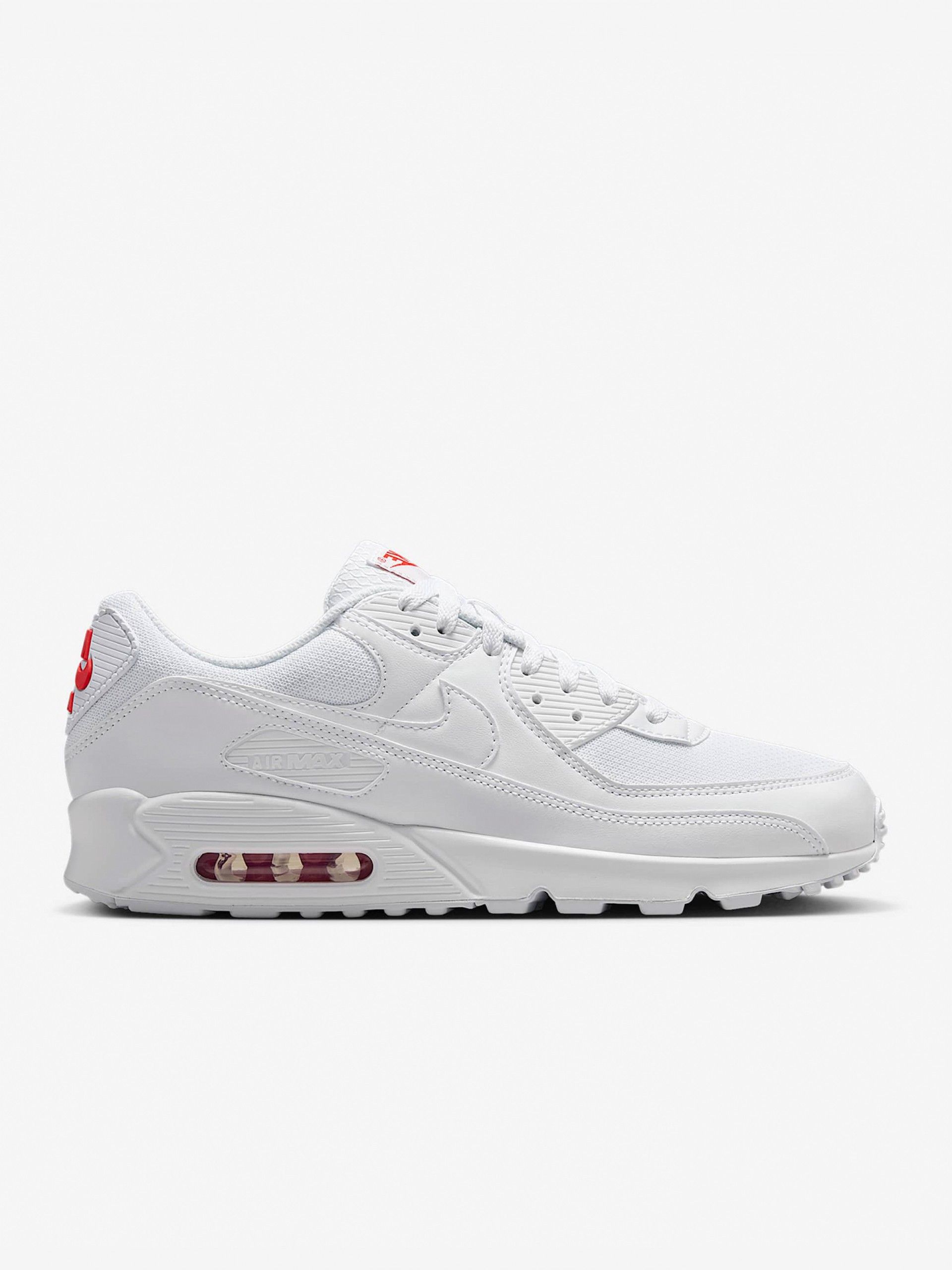 Sapatilhas Nike Air Max 90 Brancas e Vermelhas Para Homem