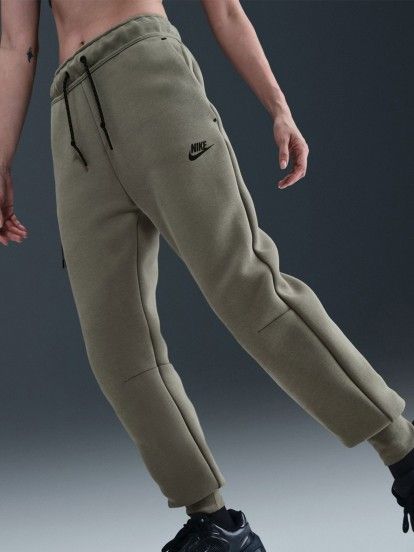 Nike Sportswear Tech Fleece Mid-Rise Green Trousers For Women