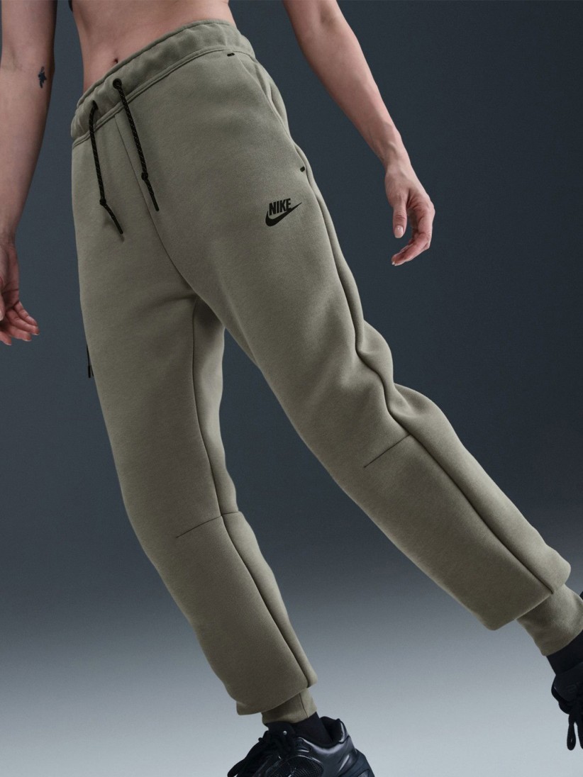 Pantalones Nike Sportswear Tech Fleece Mid-Rise Verdes Para Mujer
