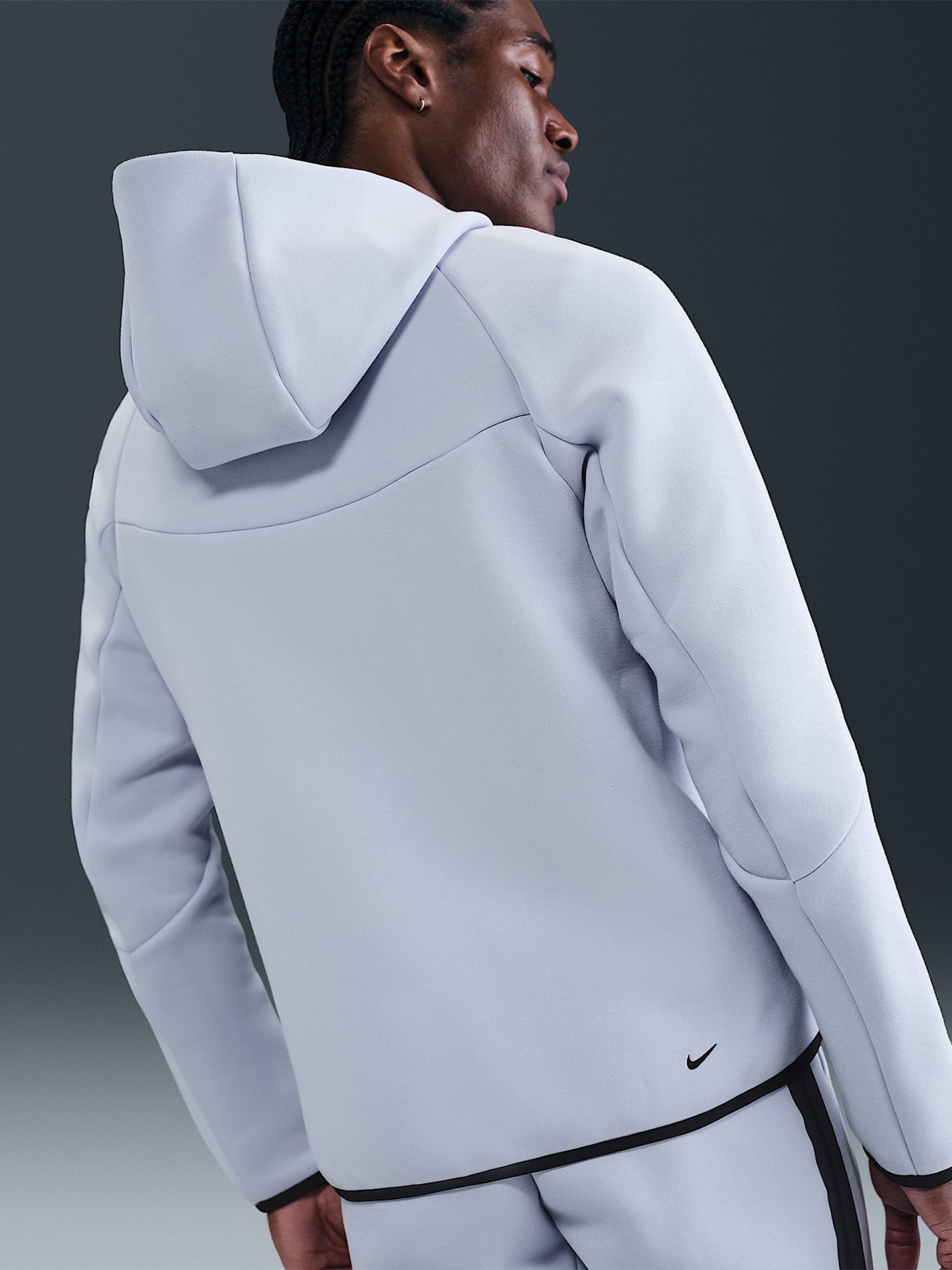 Nike Tech Fleece Windrunner Grey Hooded Jacket For Men