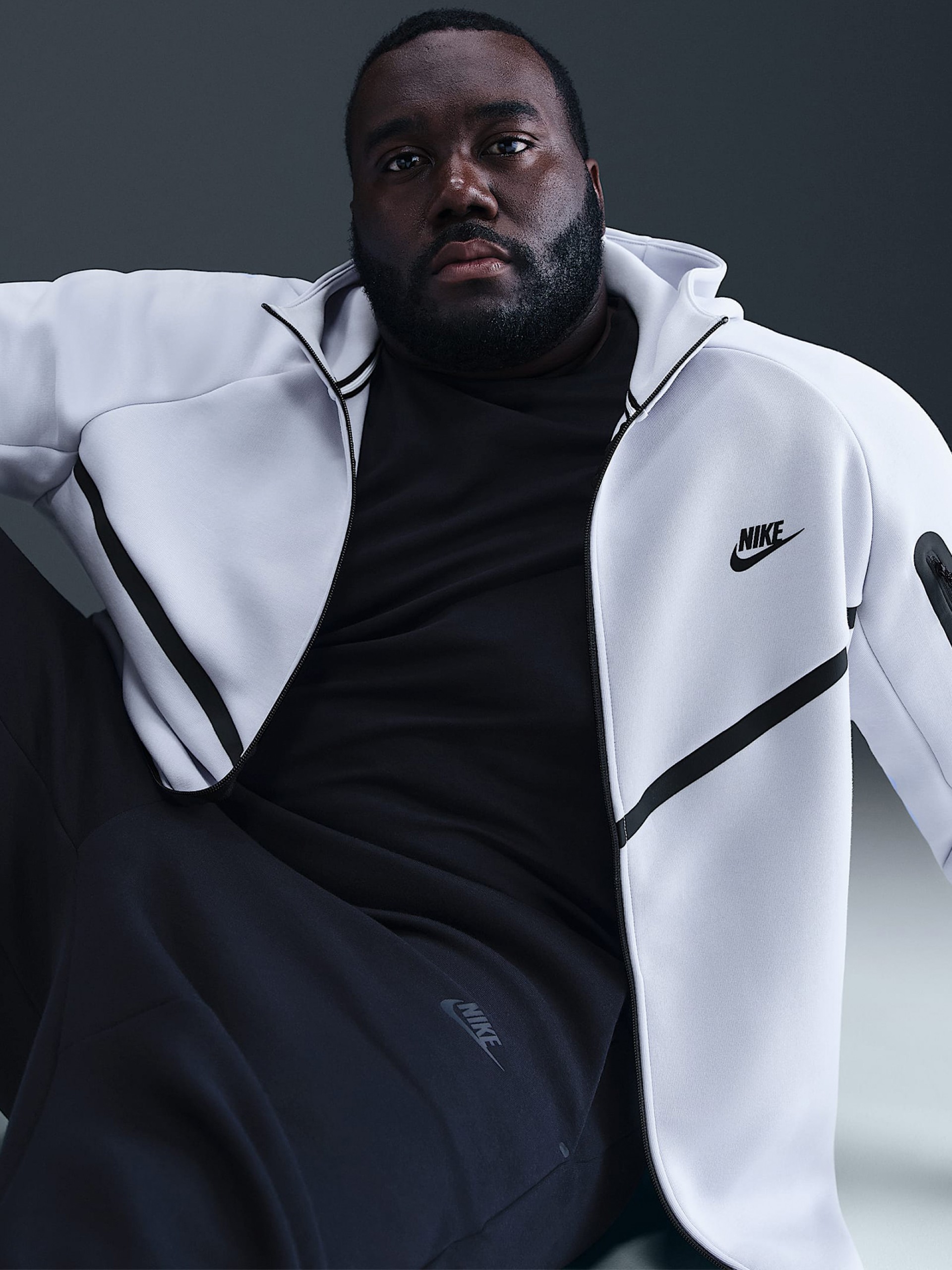 Nike Tech Fleece Windrunner Grey Hooded Jacket For Men