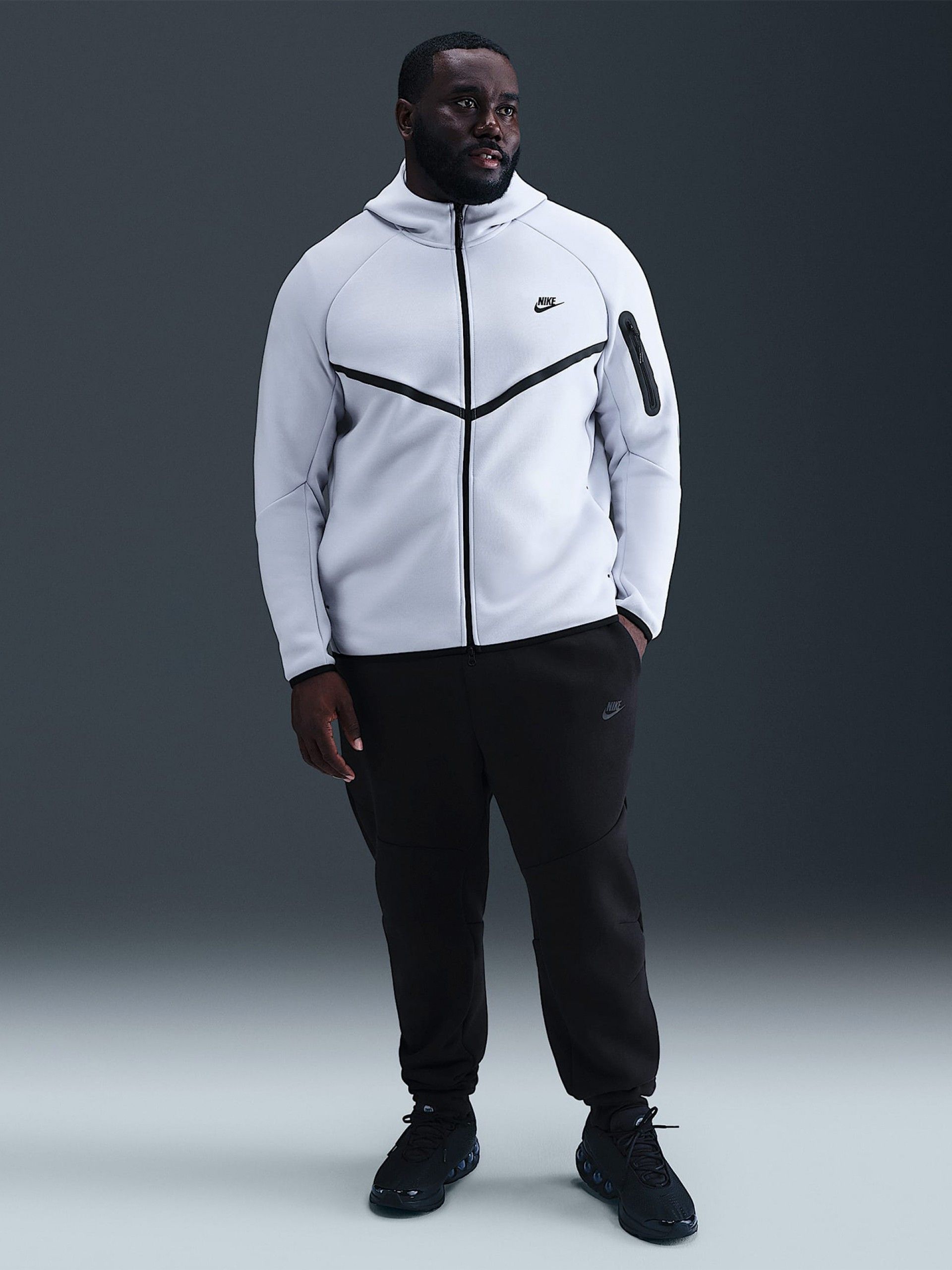 Nike Tech Fleece Windrunner Grey Hooded Jacket For Men