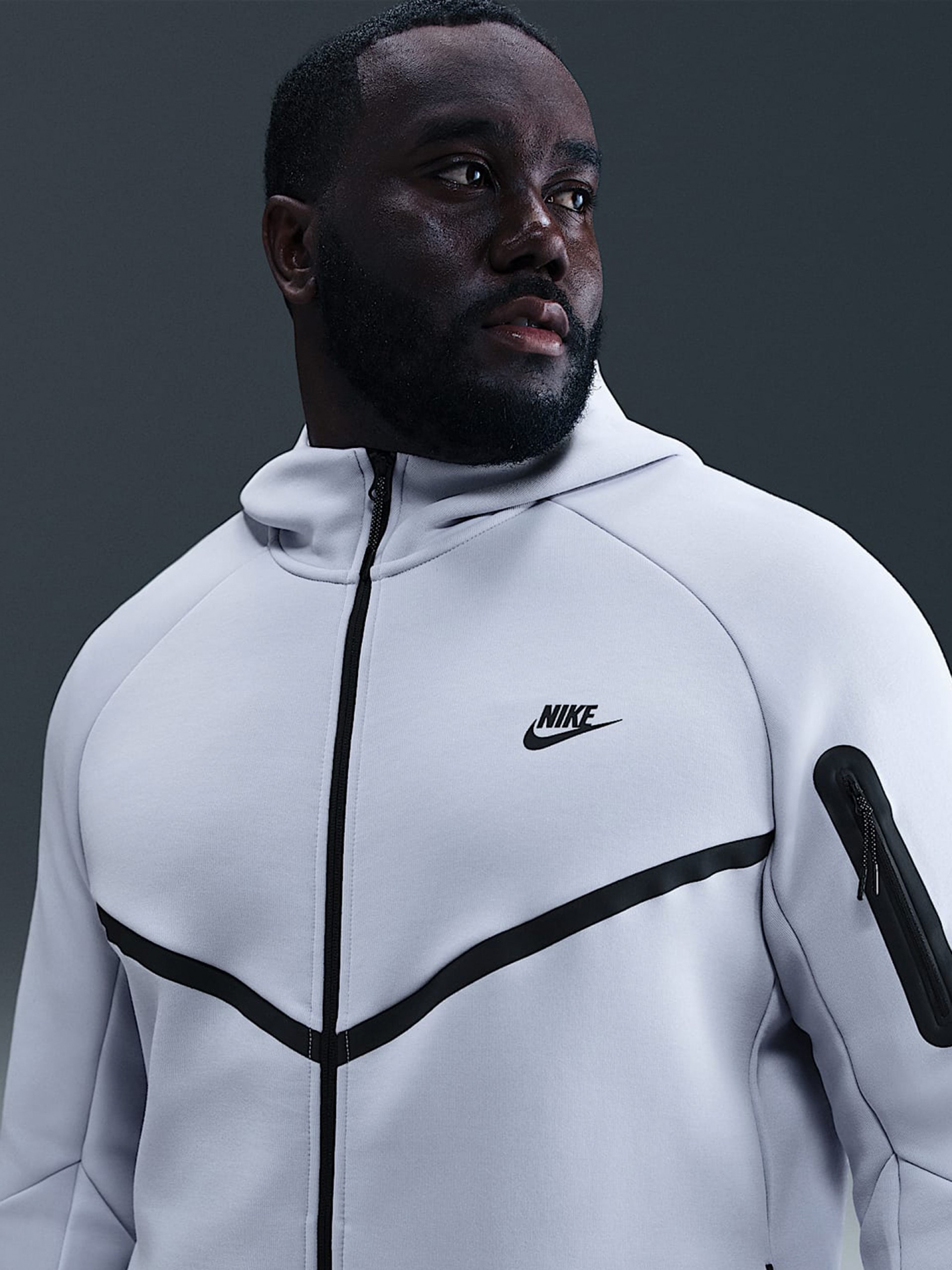 Nike Tech Fleece Windrunner Grey Hooded Jacket For Men