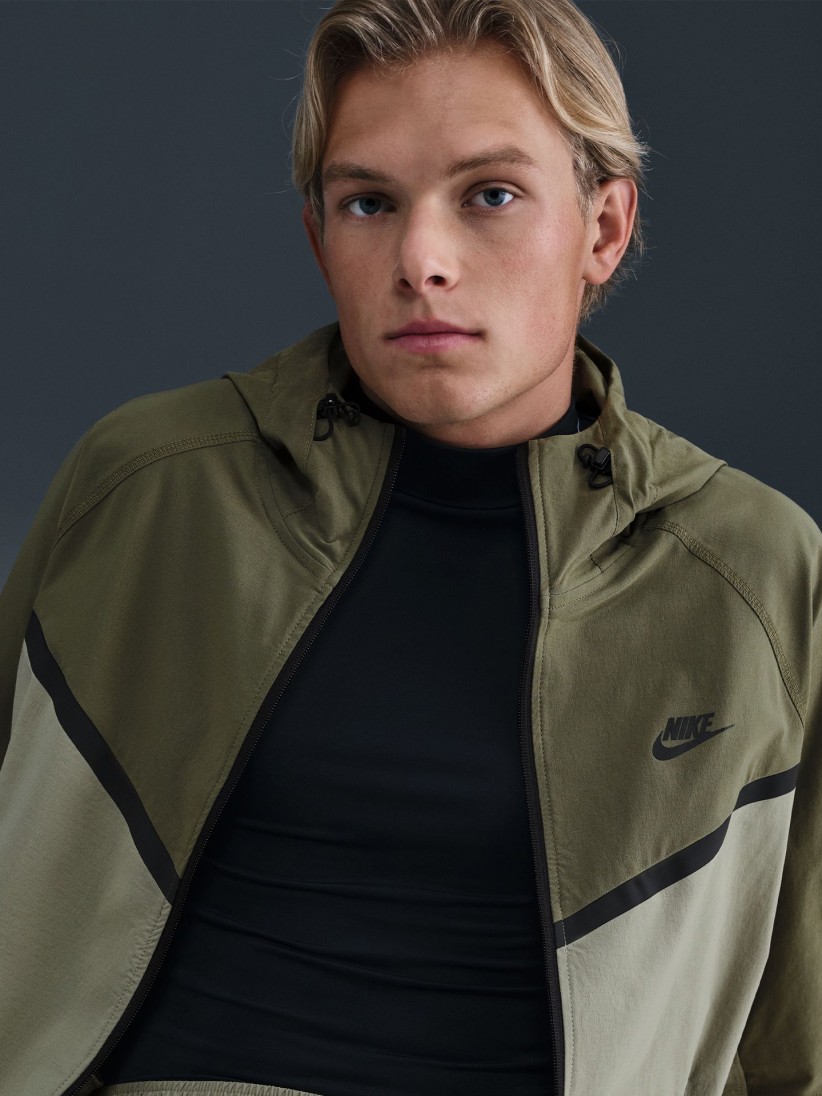 Nike Tech Woven Green Hooded Windbreaker Jacket For Men
