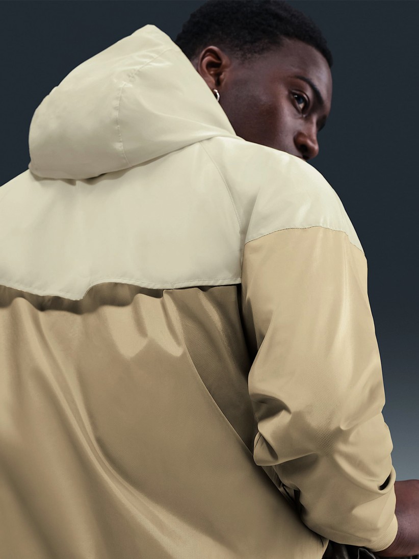 Nike Heritage Sportswear Windrunner Khaki and Beige Hooded Windbreaker Jacket For Men
