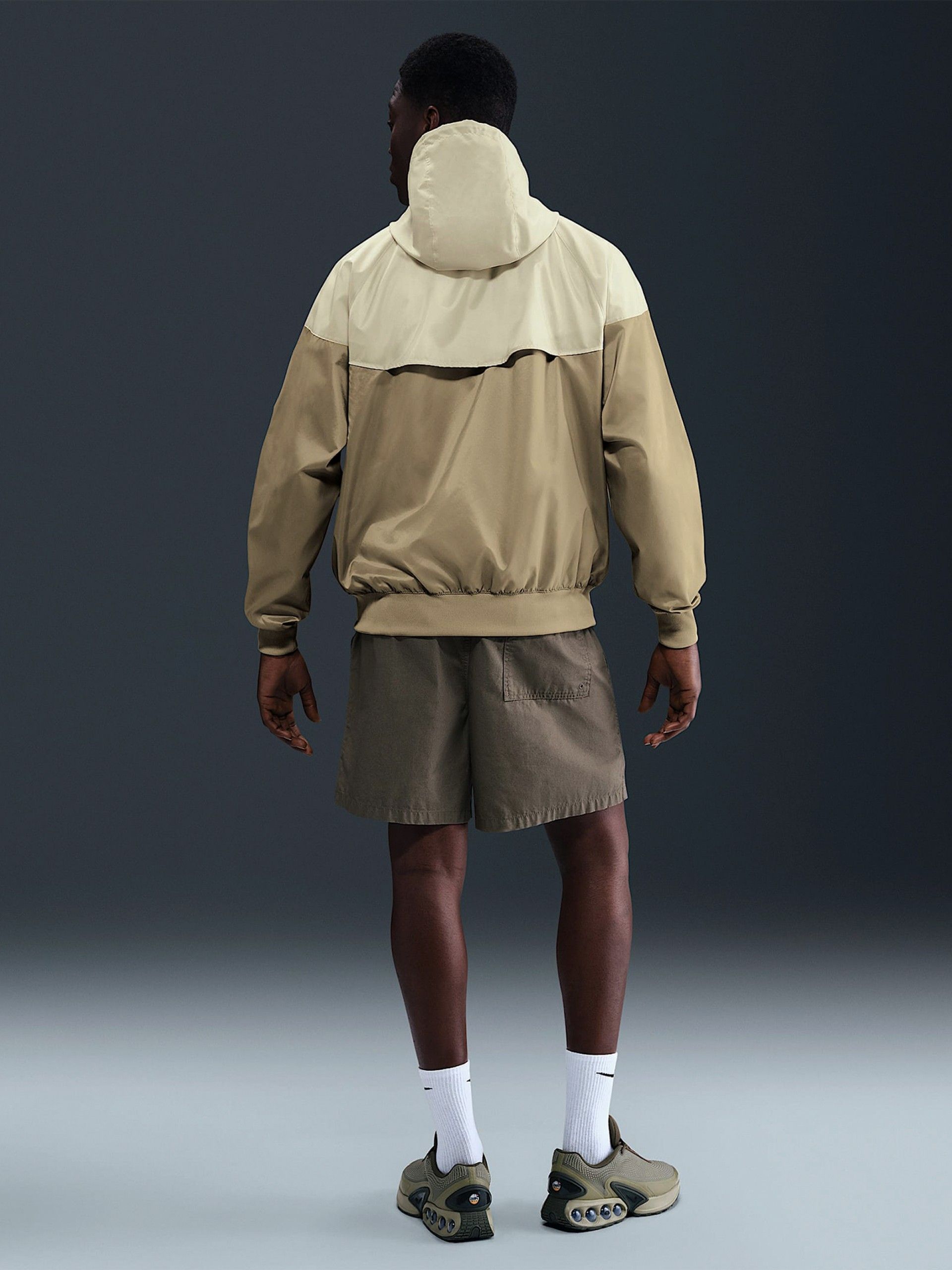 Nike Heritage Sportswear Windrunner Khaki and Beige Hooded Windbreaker Jacket For Men