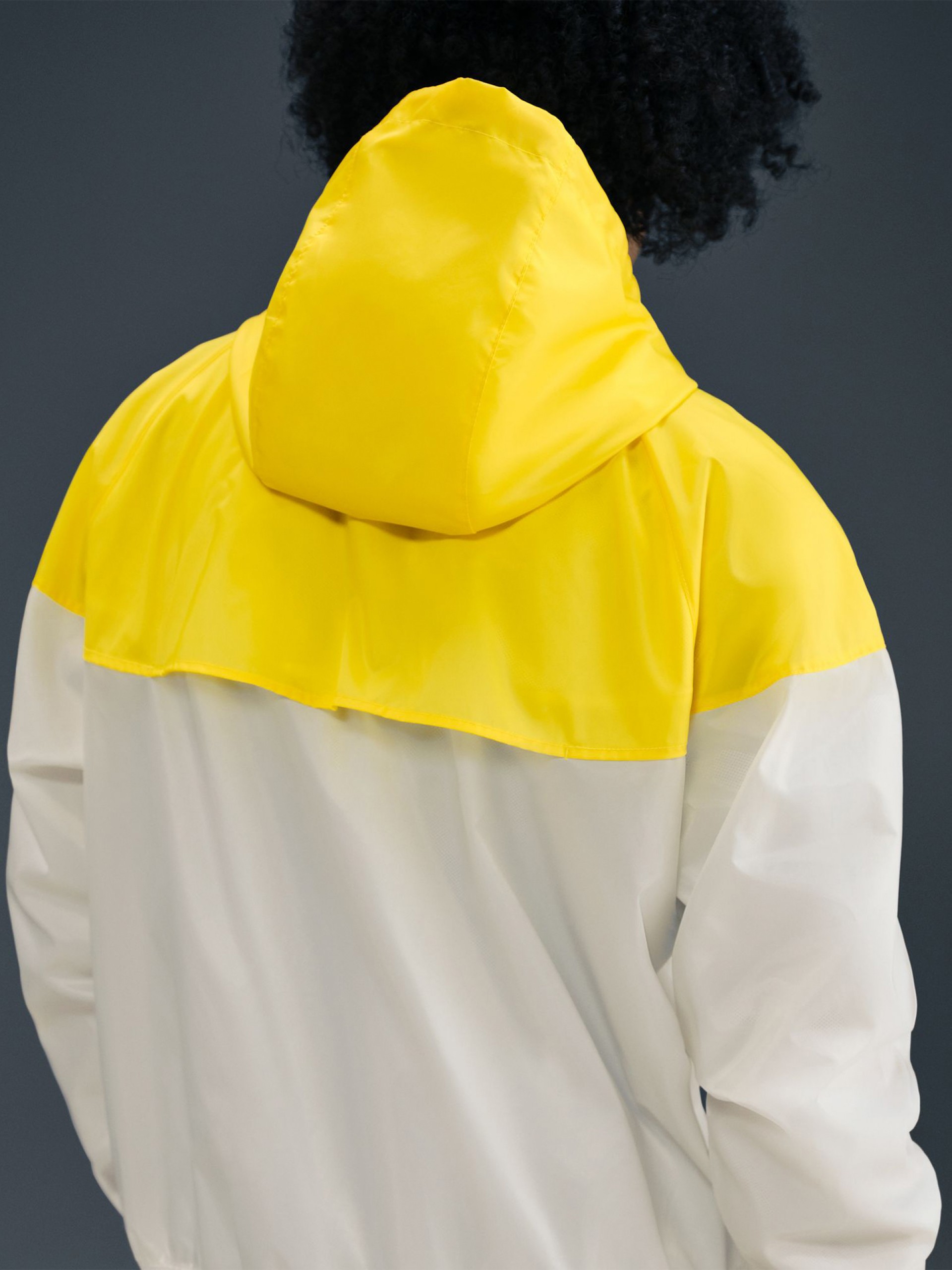 Nike Heritage Sportswear Windrunner White and Yellow Hooded Windbreaker Jacket For Men