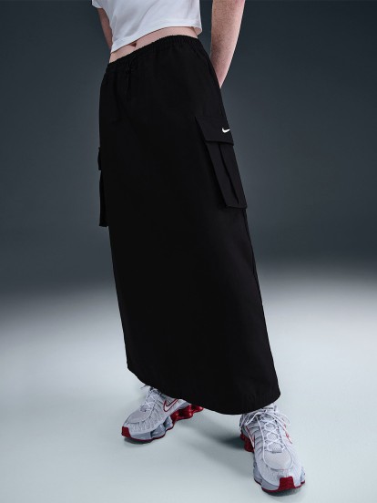 Falda Midi Nike Sportswear Loose Cargo Negra Para Mujer