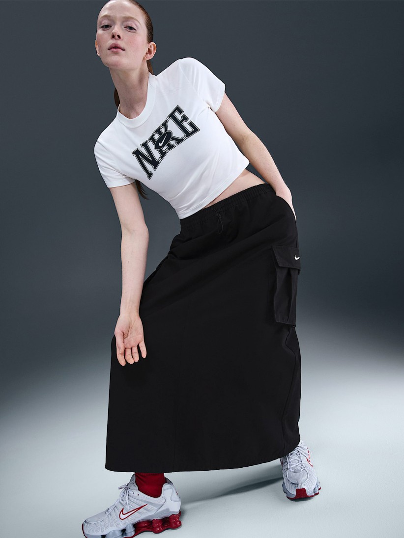 Saia Midi Nike Sportswear Loose Cargo Preta Para Mulher