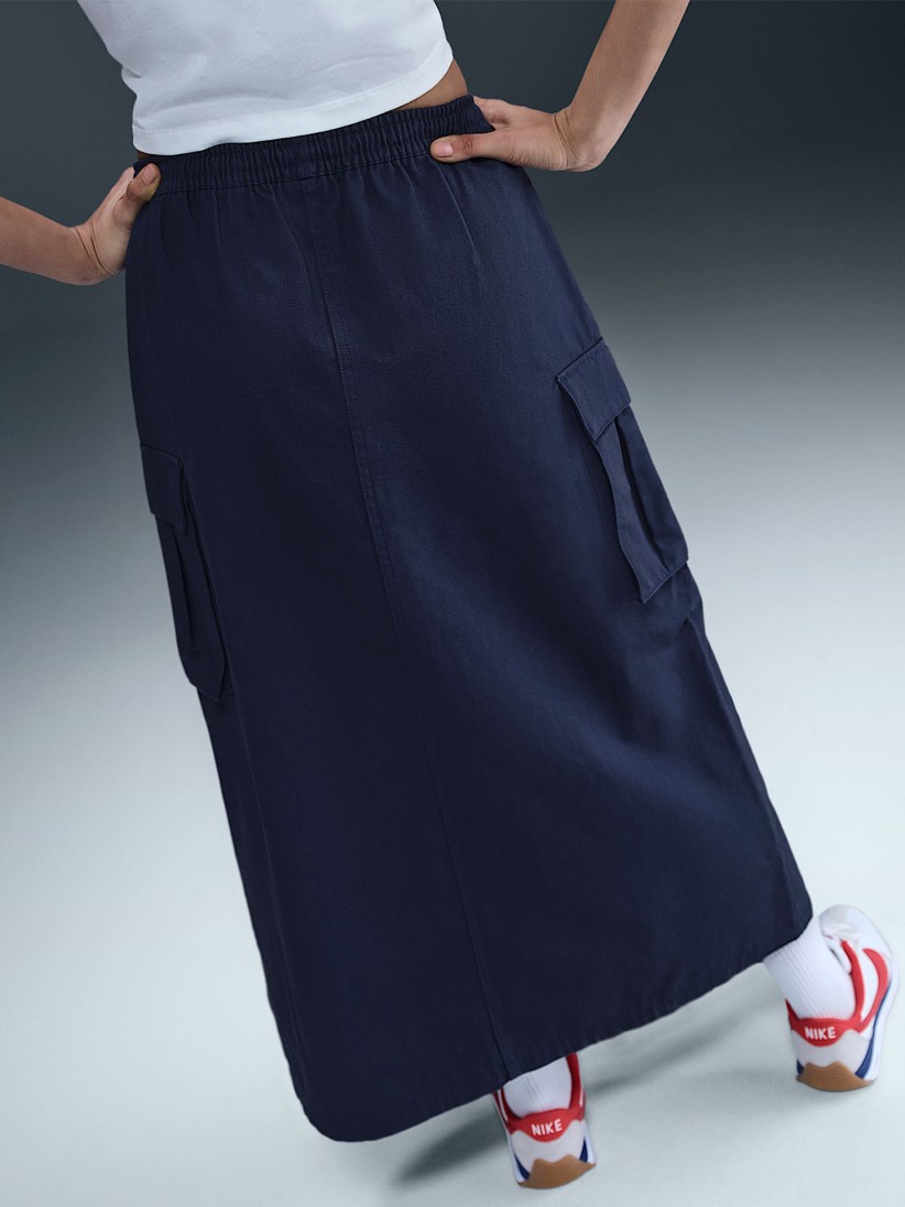 Saia Midi Nike Sportswear Loose Cargo Azul Para Mulher