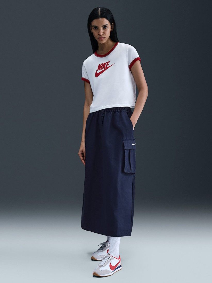 Saia Midi Nike Sportswear Loose Cargo Azul Para Mulher