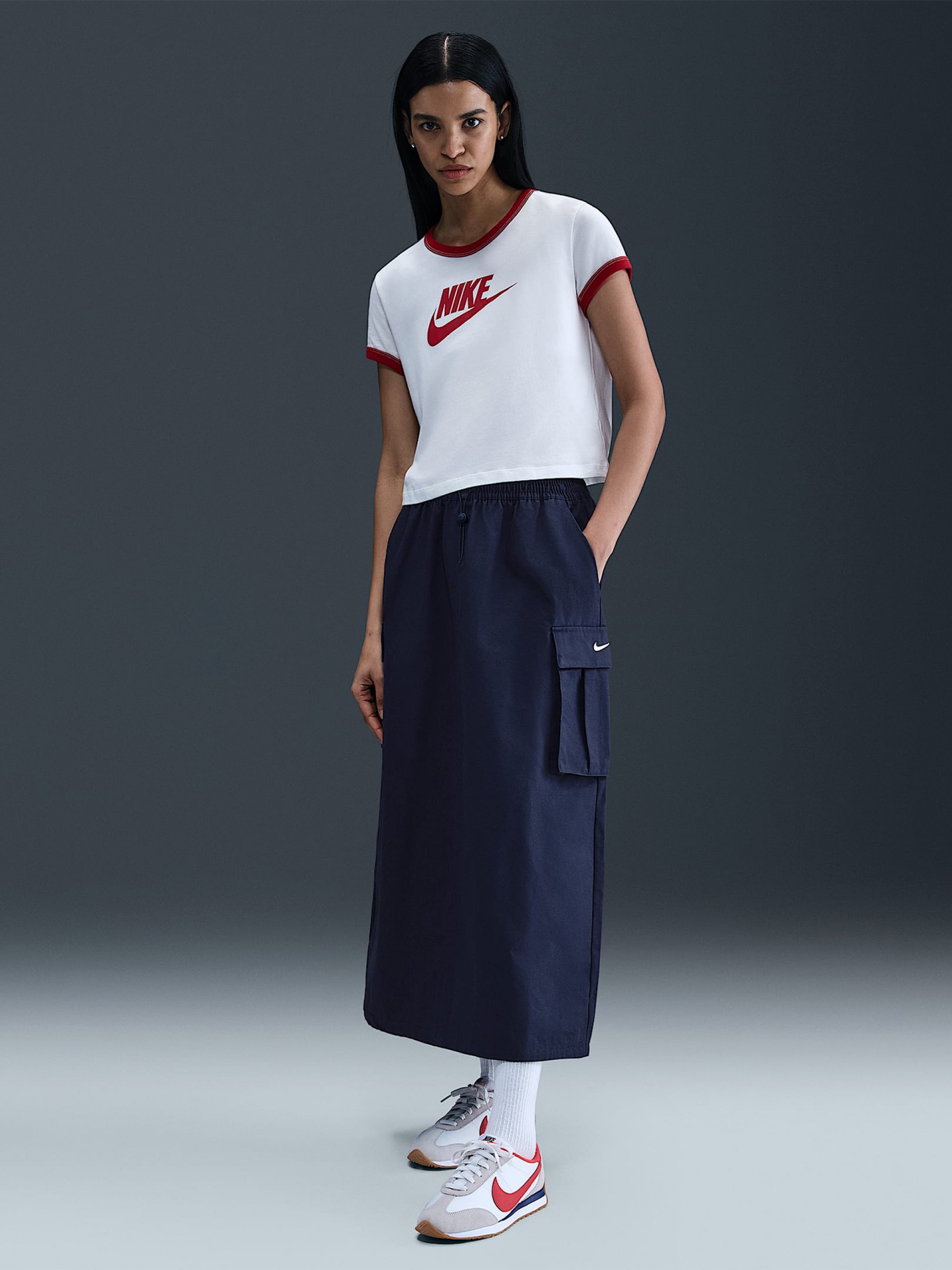 Falda Midi Nike Sportswear Loose Cargo Azul Para Mujer