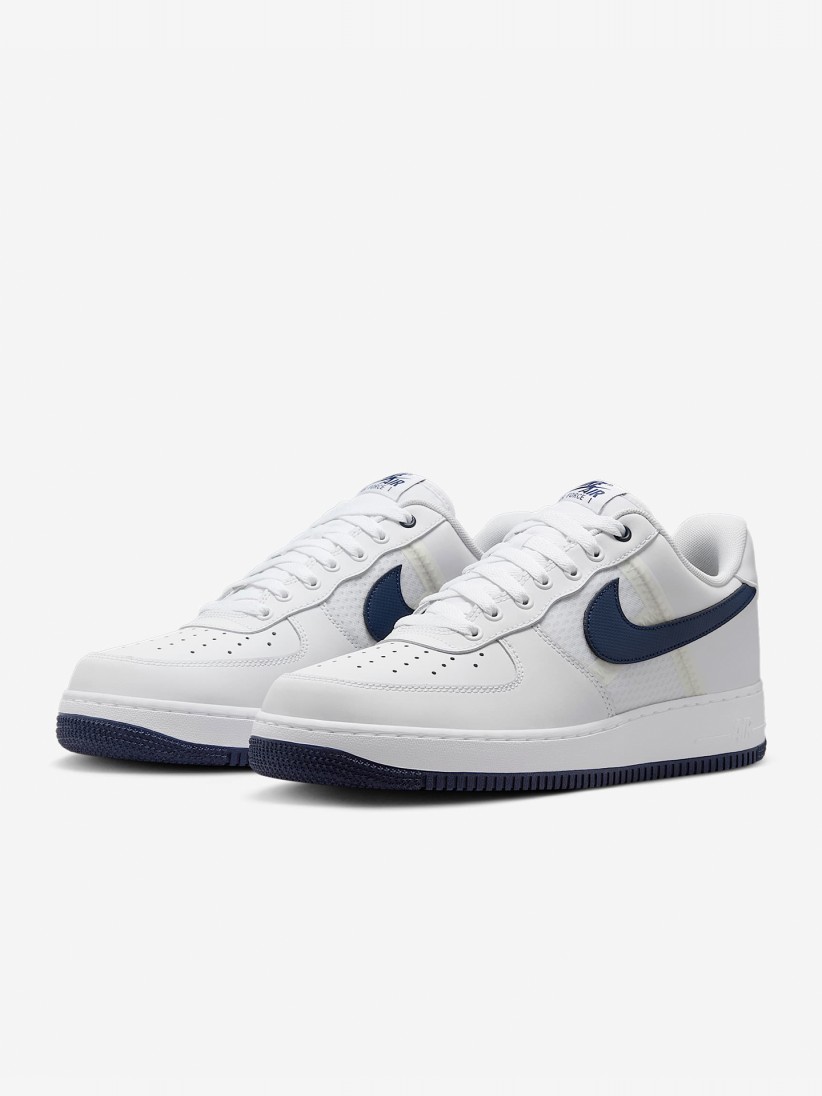 Sapatilhas Nike Air Force 1 07 LV8 Brancas e Azuis Para Homem