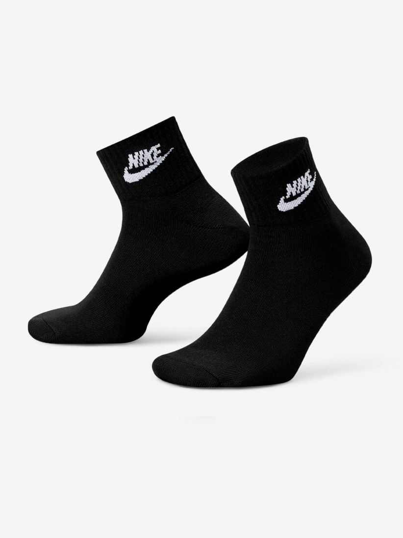 Meias Nike Everyday Essential Ankle Pretas (3 Pares)