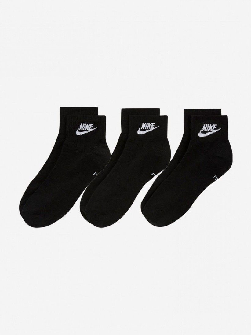 Meias Nike Everyday Essential Ankle Pretas (3 Pares)