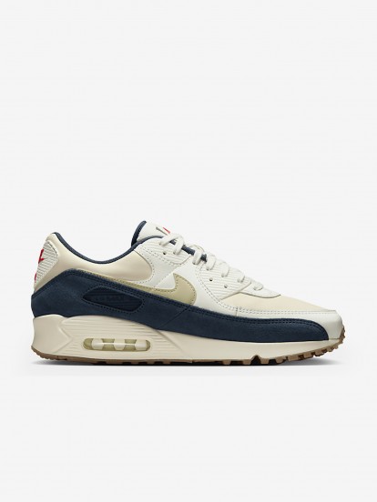 Nike Air Max 90 Premium Beige and Blue Sneakers For Men