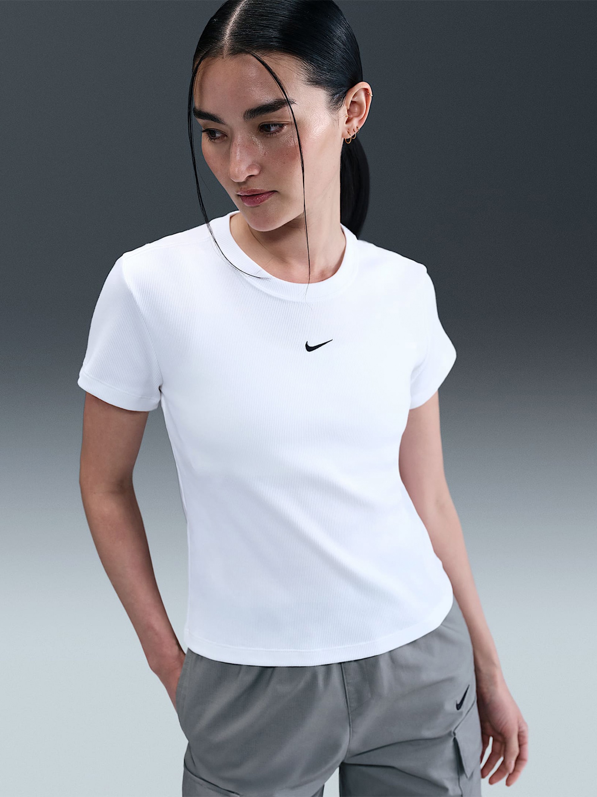 Nike Sportswear Tight Ribbed White T-shirt For Women